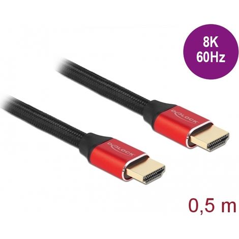 Delock Cable HDMI de ultra alta velocidad 48 Gbps 8K 60 Hz rojo 0,5 m