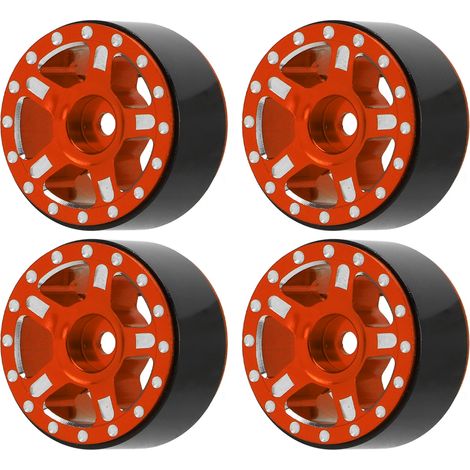 Kit de moyeux en alliage d'aluminium pour voiture RC Axial SCX24 à l'échelle 1/24, avec écrou antidérapant M2 et clé en croix (orange). (1/5)