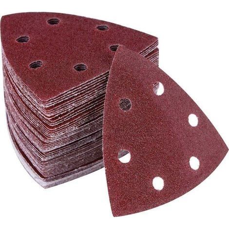Lot de 100 Triangles abrasifs6 trous90 x 90 x 90 mm Pour ponceuse deltaFeuilles abrasives triangulairesPonçage et polissage(320) (1/4)