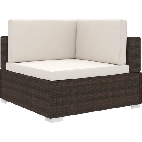 Modular-Ecksessel mit Kissen Poly Rattan Braun (1/5)