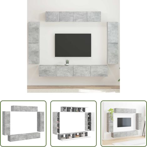 Wandmontage - TV-Schränk 8 pcs Beton Grau (1/5)