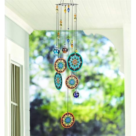 Carillon éolien en métal, Motif de Fleur, 59,7 cm, à Suspendre, pour l'extérieur (1/5)