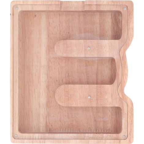 Coffre-fort transparent personnalisé en forme de lettre en bois pour enfants - Tirelire éducative (1/5)