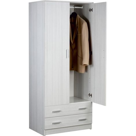 Armadio guardaroba camera da letto moderno 2 ante 2 cassetti Fanny - Eucalipto (1/4)