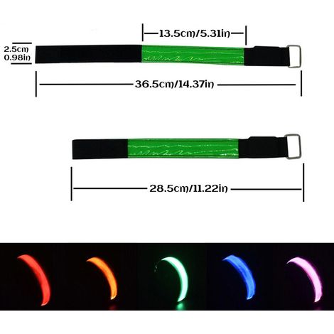 2x Bracelets LED USB Rechargeables, Bande Réfléchissante Ajustable Lumineuse Sécurité pour Course à Pied Jogging Vélo Sport Extérieur (1/5)