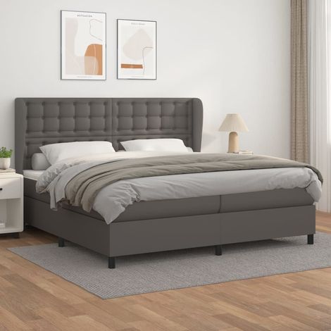 Boxspringbett mit Matratze Grau 200x200 cm Kunstleder (1/5)