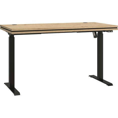 Escritorio de altura regulable Tucson 170, Roble Artisan + Negro mate, Altura ajustable, Eléctrico, Número de puertas: 0, Número de cajones: 0, 76x138x67cm