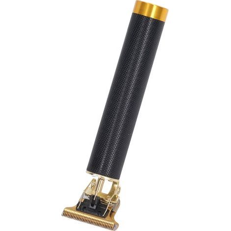 Professioneller kabelloser Haarschneider mit T-Klinge aus Aluminiumlegierung, wiederaufladbar, schwarz. (1/5)
