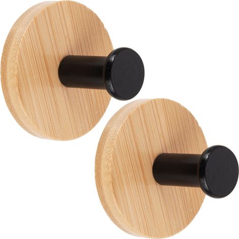 Selbstklebende Hakenaufhänger aus Bambusmetall, schwarz, 2er-Set 5