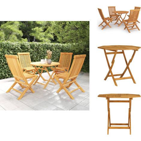 Ensemble à manger de jardin 5 pcs Bois de teck massif - Salon De Jardin - Mobilier De Jardin - Table De Jardin - Chaises De Jardin - Teck (1/5)