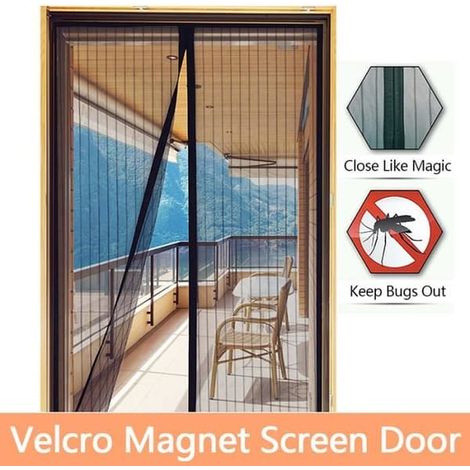 Moustiquaire découpable, rideau de porte anti-moustiques, fermeture magnétique, verrou magnétique sans perçage, L 100 x H 210 cm (1/4)
