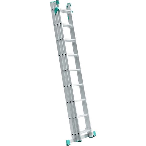 Alve – Échelle transformable 3 plans 3x9 barreaux – Longueur max. 5.69m – Charge maximale 150kg – Pour chantiers humides et espaces confinés