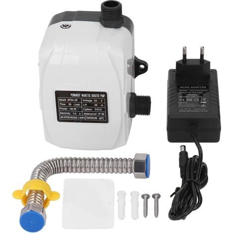 180W Automatic Home Pressure Booster Pump, Brass and ABS Material, Silent DC 24V Electric Water Pumps for Kitchen Sink and Shower, AC100-240V, High Water Pressure (1/4)