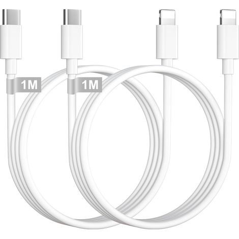 Câble USB C vers Lightning 1M-Lot de 2, [Certifié MFi] Cable iPhone USB C