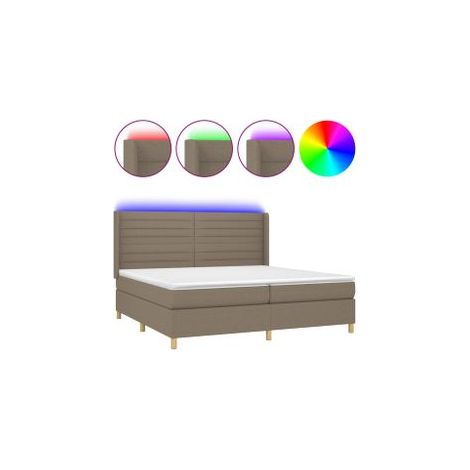 Sommier à lattes de lit matelas et LED Taupe 200x200 Tissu (1/5)