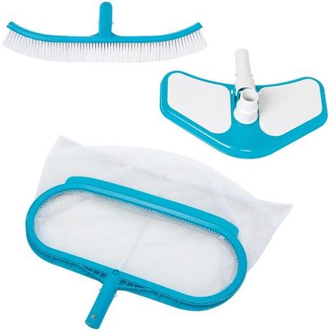 Poolreinigungsset, Skimmernetz, gebogene Bürste, Bürstenkopf, für die Wasserpflege (1/4)