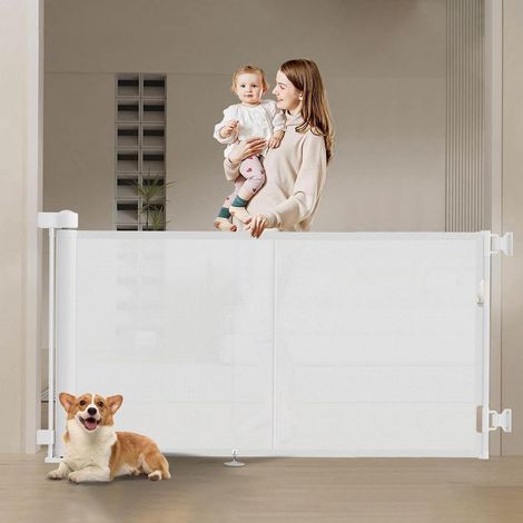 Barrière de Sécurité Rétractable pour Bébé et Animaux, 0-200cm, Barrière Securite pour Escaliers, Couloirs et Portes, Utilisation Intérieure et Extérieure (1/5)