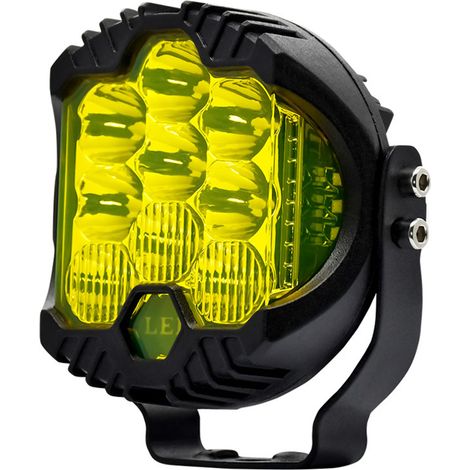 Lot de 2 phares longue portée LED 3 pouces 75 W 15 000 lm, faisceau combiné spot/flood, antibrouillard, éclairage tout-terrain, lumière blanche/jaune fixe, lumière jaune clignotante. (1/4)