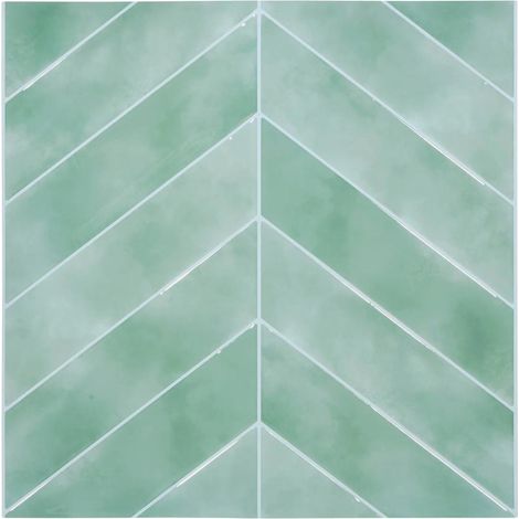 Lot de 2 Stickers Décoratifs Chevrons "Caro" 30x30cm Vert Clair (1/2)
