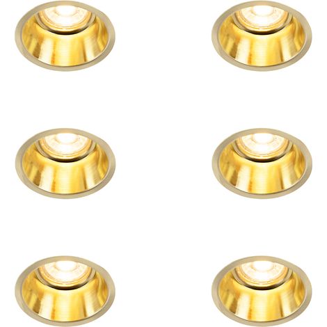 Set of 6 Modern Recessed Spotlights Gold - Dept
