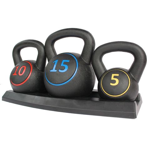 Set de Kettlebells 5/10/15 lb avec Poignée Antidérapant, Équipement Compact pour Maison pour Entraînement et Fitness (1/5)