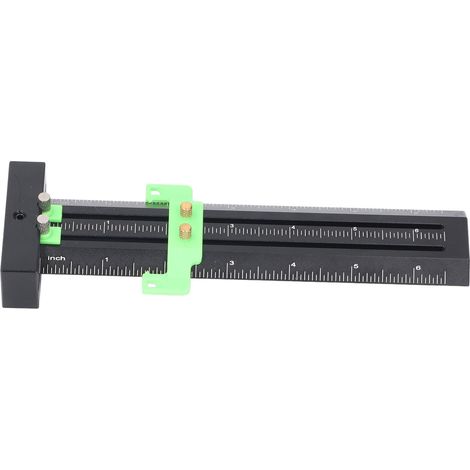 Règle de traçage type T aluminium coulissante à aiguille acier double ligne pour menuiserie mesure et traçage 6 pouces impérial vert avec crayon (1/5)