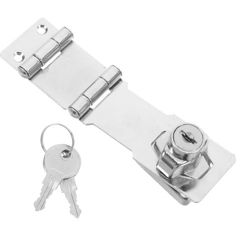 Serrure de porte coulissante argentée avec clé, design pliable (1/5)