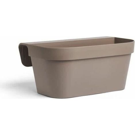 Vaso da giardino+ganci - GARDEN ID Star - Taupe 50 x 21 cm - Fissaggio facile - Riserva d'acqua - riciclato e 100% riciclabile (1/3)