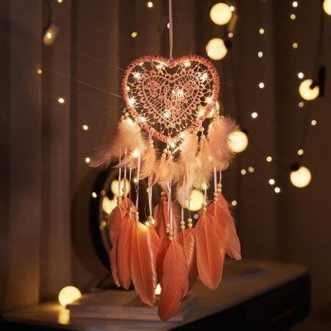 Attrape-Rêves - Forme Coeur - LED Intégrées - Décoration Chambre Bébé Fille - 1 Pièce (1/4)