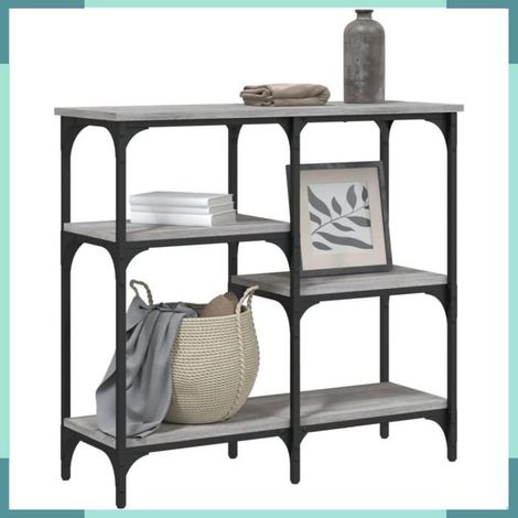 834078 Table console sonoma gris 80x29x75 cm bois d'ingénierie (1/5)
