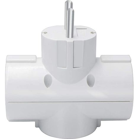 Adaptateur Prise Murale - 3 Prises - Compatible Prise Allemande - Design Cylindrique Compact - Blanc - 1 Pièce (1/5)