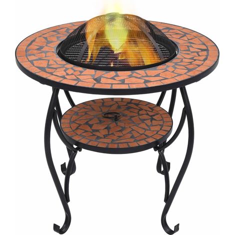 vidaXL Tavolo con Braciere a Mosaico Terracotta 68 cm in Ceramica (1/5)
