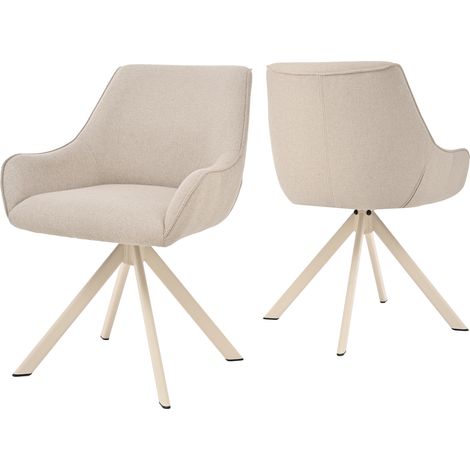 Goeurvant 360° drehbarer Sessel mit geschwungener Rückenlehne und weichem Kissen, perfekte Kombination aus Stil und Komfort - 2er Set - Beige
