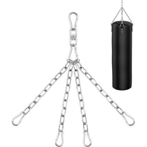 Longziming - Kit de chaîne pour sac de frappe - Chaîne de suspension pour sac de frappe - 4 brins - Chaîne en acier inoxydable avec émerillon rotatif à 360° - 49 cm - Charge maximale : 60 kg - Sac de (1/5)