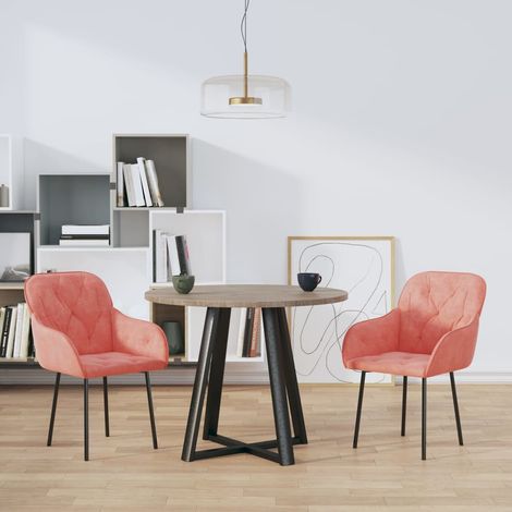 Chaises de salle à manger avec accoudoirs en velours rose, lot de 2, 11.35kg - PANGIVO (1/5)