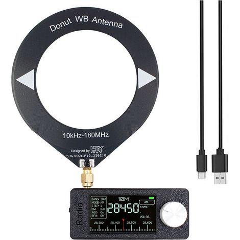 SI4732 Radio de bolsillo USB AM/FM de 0,5-108 MHz LSB con pantalla IPS de 1,9 pulgadas, receptor de radio multibanda con antena de bucle.