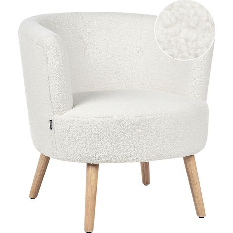 Sedia da salotto moderna con schienale basso in tessuto bouclé Bianco Odenzen