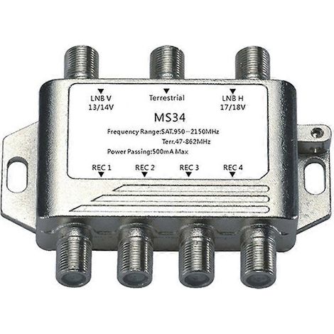Répartiteur satellite TV 3 en 4 3x4 MultiSwitch FTA LNB Switch MS34EZ pour séparation satellite en cascade RF (1/5)