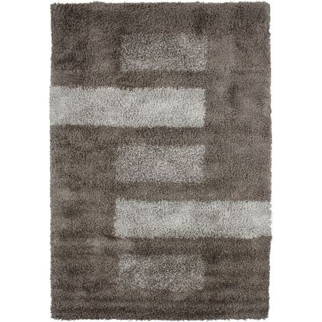 MAURANNE - Tapis à poils longs motifs rectangles gris 160x230 (1/4)