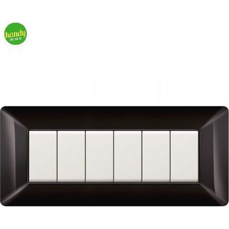 Placca da 6 moduli Easy Elettrocanali in plastica nero