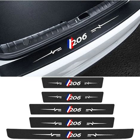 (5 pièces) Protections de seuil de porte en fibre de carbone pour Peugeot 206,protections anti-rayures pour coffre arrière et pare-chocs (1/3)