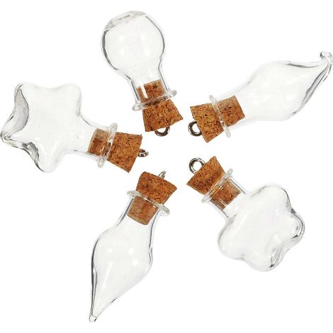 Bouteilles décoratives en verre transparent flottant, lot de 5, pour le rangement (1/5)