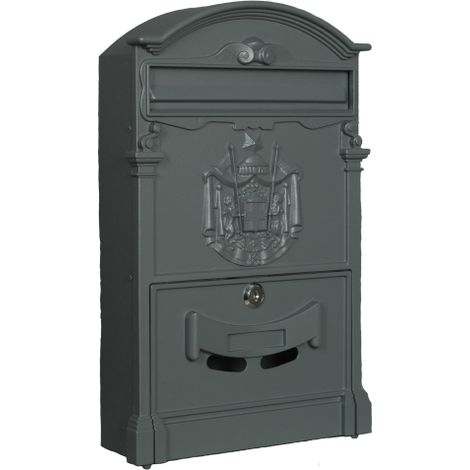 BoA te aux lettres dA corA e en aluminium gris anthracite 25,5x9xH41 cm A  fixation murale pour tout type de rA sidence Regia Residence Domus