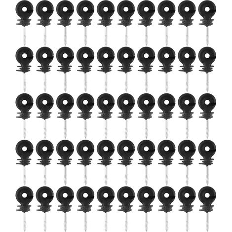 GARRYFIZH 50x Lot Isolateurs Vis à Anneau Noir Accessoires pour Clôture Électrique sur Poteau Bois