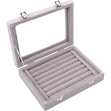 Bijoux Boîte de Rangement Présentoir Tenez Jusqu'à 48 Anneaux - (1/5)