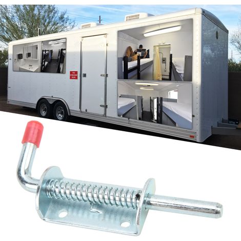 Loquet à ressort pour remorque, en fer galvanisé, verrou à barillet de 10 mm de diamètre pour remorques, camping-cars et caravanes (1/5)
