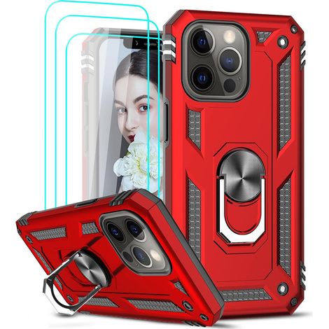 SET DE FUNDAS PARA APPLE IPHONE 13 PRO MAX ROJO + 3X CRISTAL TEMPLADO A2484 (1/5)