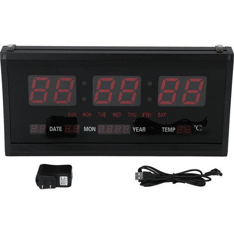 Horloge numérique murale LED design moderne avec calendrier jour-date, pour salon chambre bureau, prise US 110-220V. (1/5)