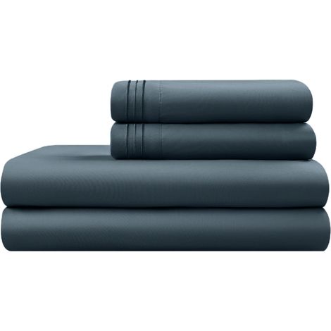 Luxuriöses 4-teiliges Bettwäscheset, erfrischende Mikrofaser-Bettlaken der Serie 1800, 40 cm tiefe Taschen, Kingsize, marineblau