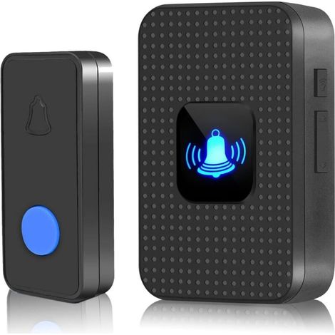 Sonnette sans fil étanche IP55 – Portée 150m – 38 mélodies – Volume réglable 0-110 dB – Installation facile sans câblage (1/5)